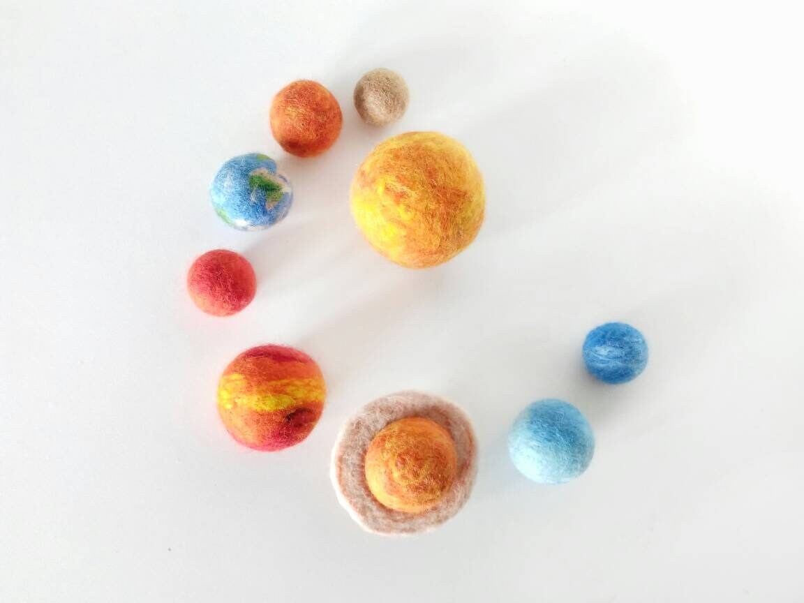 Solar System Set Needle Felt Planets Montessori Science Kits Kids ...