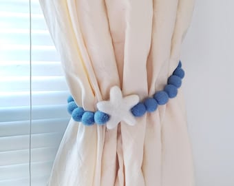 Space curtain tie backs nursery Star curtain holdback Boy curtain tiebacks Space nursery decor Dainty sky curtain holder holdbacks girl kids