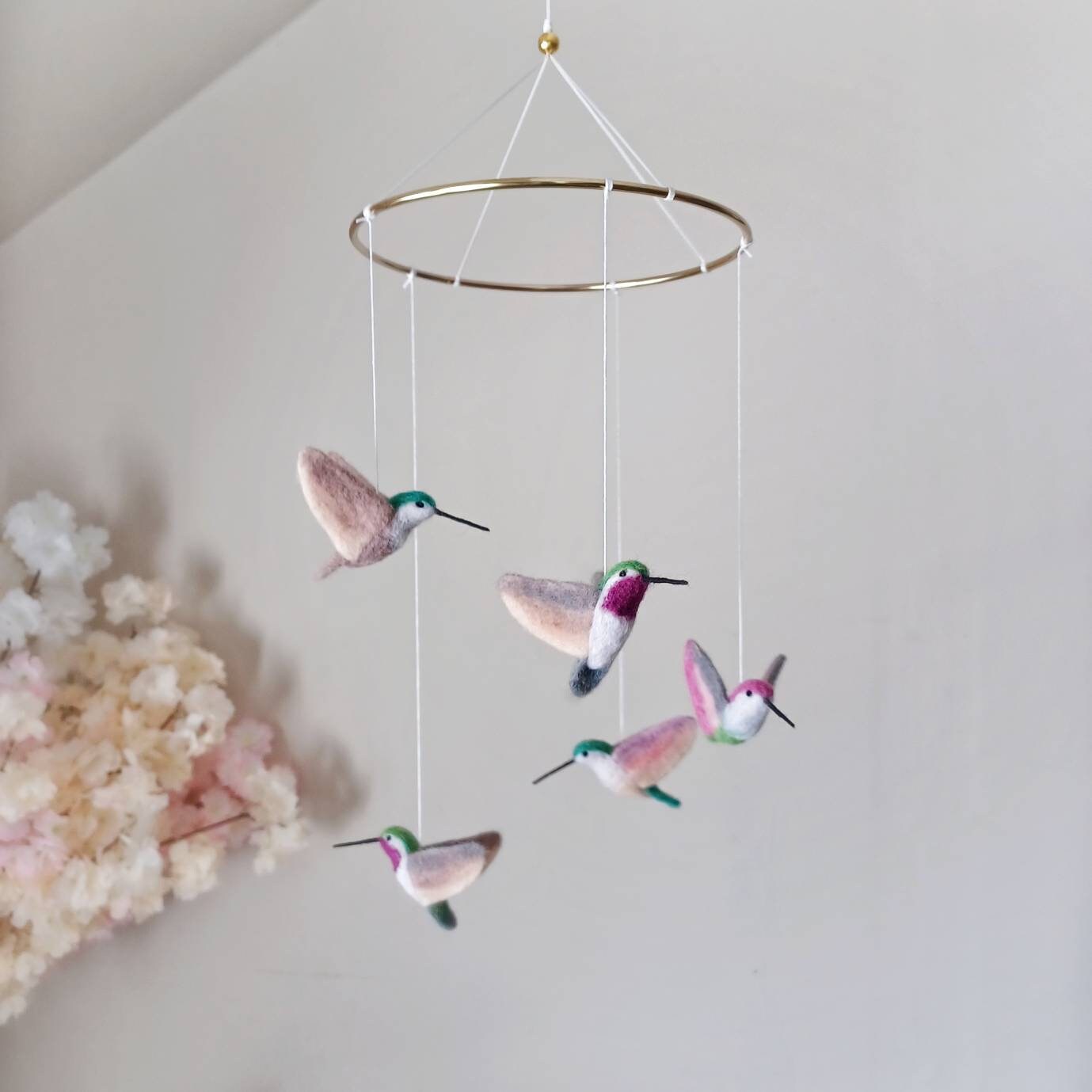 Hummingbird Mobile Woodland Humming Bird Baby Mobile Girl Flying Birds ...