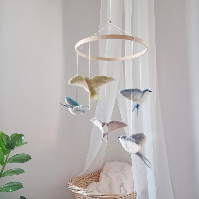 Flying Bird Mobile for Nursery Swallow Mobile Birds Baby Mobile Girl ...