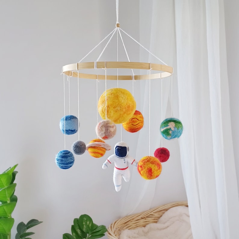 Solar system mobile for space nursery.