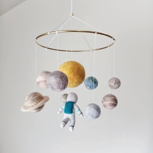 Pastel Solar System Mobile Crib Felt Planets Mobile Nursery Outer Space ...