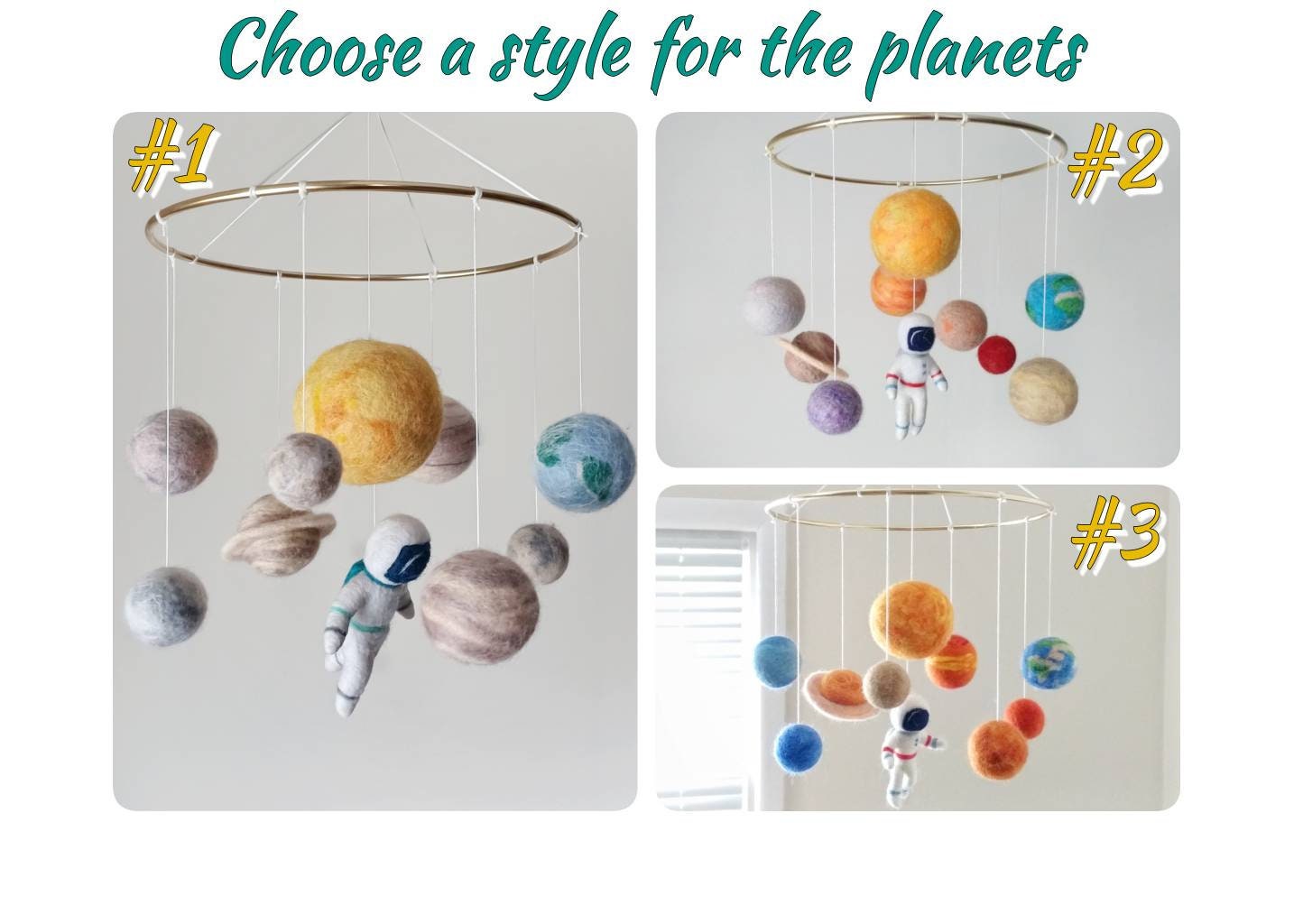 Pastel Solar System Mobile Crib Felt Planets Mobile Nursery Outer Space ...