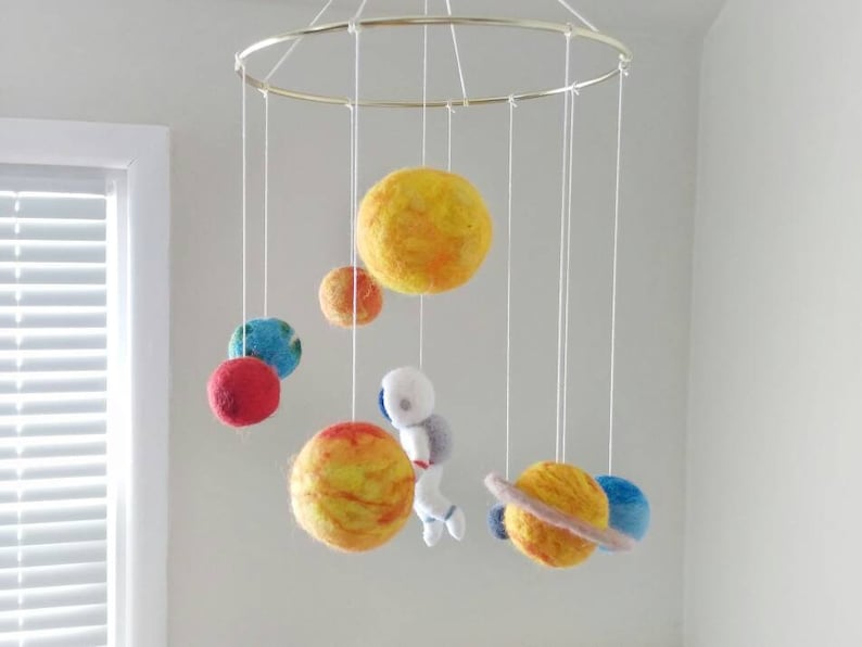 Solar System Mobile Crib Felt Mobile Nursery Astronaut Etsy
