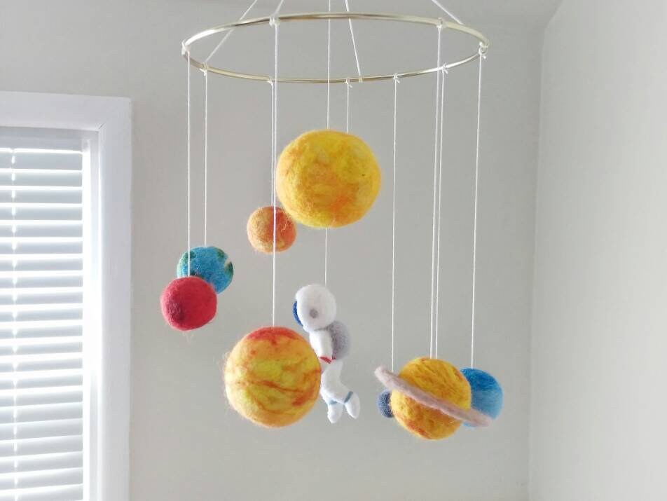 Solar system mobile crib Felt mobile nursery Astronaut Etsy