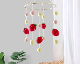 Felt fruit mobile Fruit baby mobile nursery Strawberry fruit crib mobile Vegetable mobile Veggie food mobile Cot mobile Fruit nursery decor