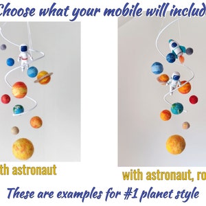 Solar system mobile nursery Outer space mobile crib Felt planets mobile baby boy Astronaut mobile hanging Galaxy mobile neutral ceiling image 3