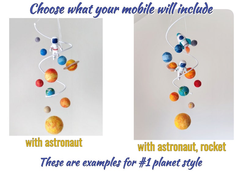 Solar system mobile nursery Outer space mobile crib Felt planets mobile baby boy Astronaut mobile hanging Galaxy mobile neutral ceiling image 3