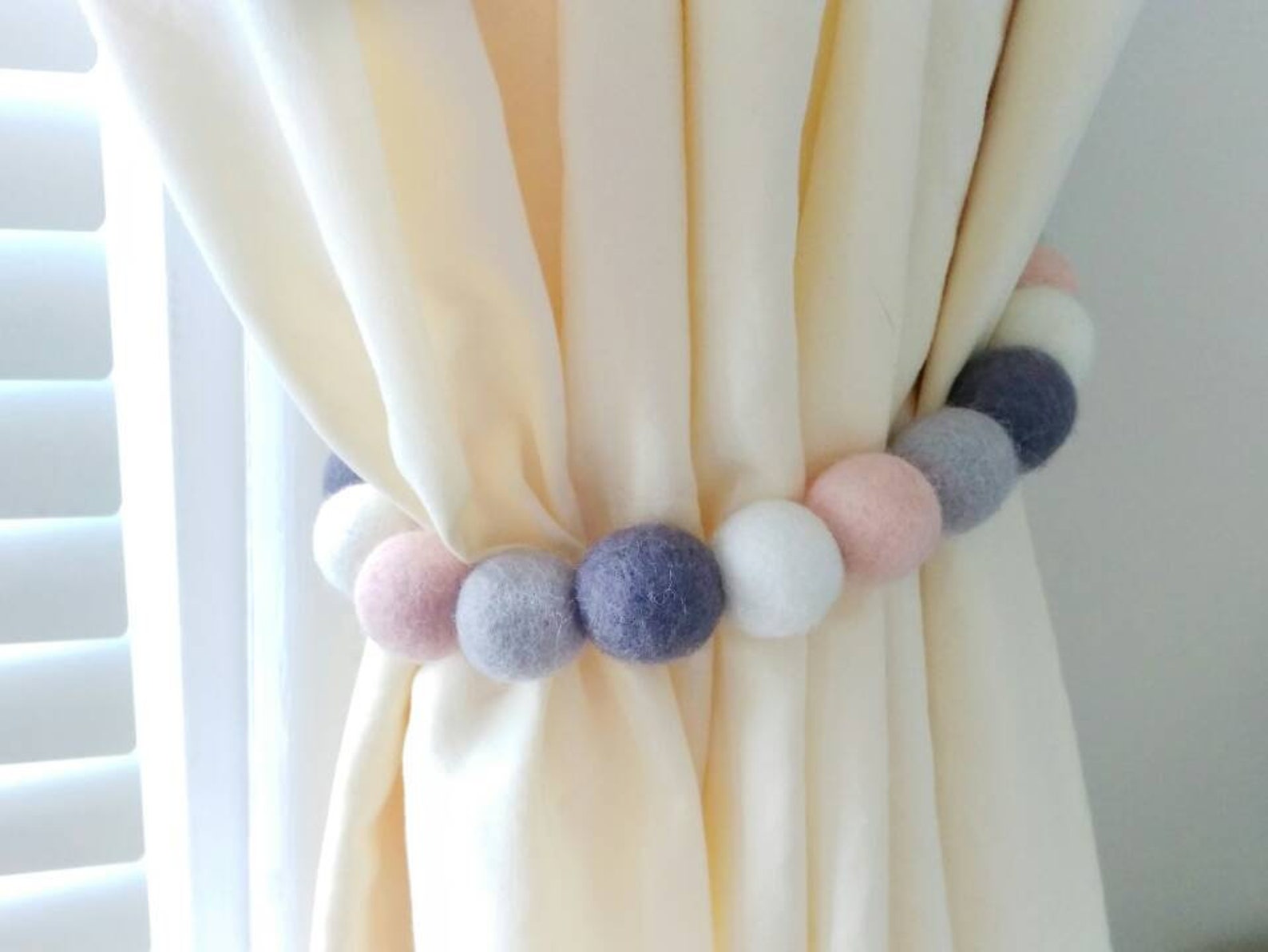 Curtain tie backs for kids room Beaded curtain holdback Pom Etsy
