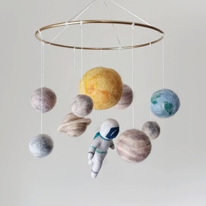 Pastel Solar System Mobile Crib Felt Planets Mobile Nursery Outer Space ...
