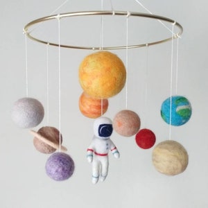 Pastel Solar System Mobile Crib Felt Planets Mobile Nursery Outer Space ...