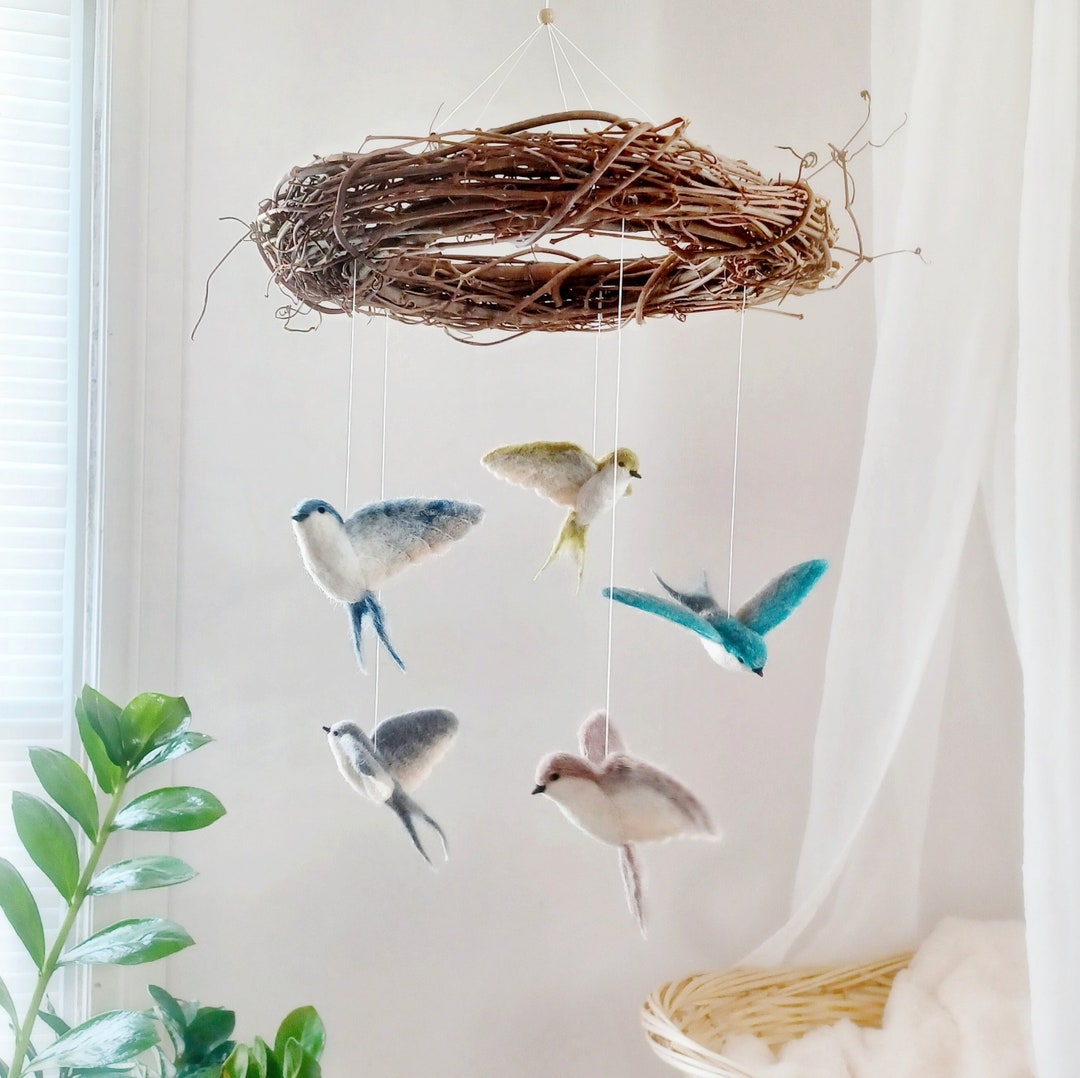 Bird Mobile Nursery Flying Birds Baby Mobile Neutral Swallow Mobile ...
