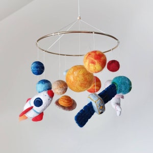 Solar System Mobile Baby Space Mobile Nursery Felt Planets Mobile Crib ...