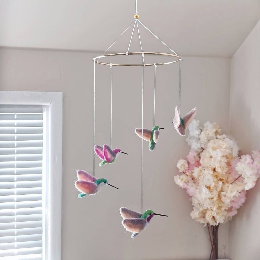 Hummingbird Mobile Woodland Humming Bird Baby Mobile Girl Flying Birds