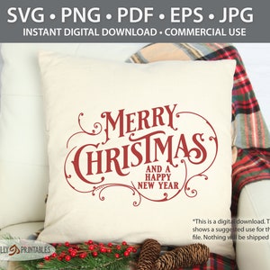 Merry Christmas SVG PNG - Holiday Clipart Wall Art - Cut File for Cricut - Instant Digital Download
