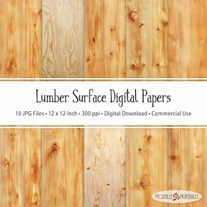 Papeles digitales de superficie de madera - Imágenes de fondo de madera contrachapada - 10 archivos JPG - 300 ppp - 30x30 cm - Uso comercial