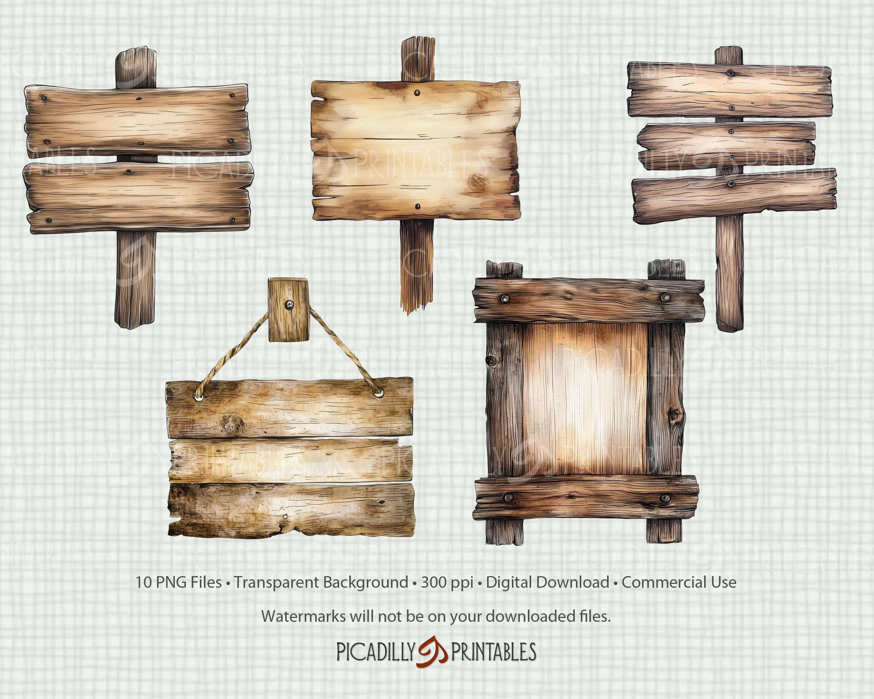 Wood Country Signs Clip Art - 10 PNG Files - Transparent Backgrounds ...