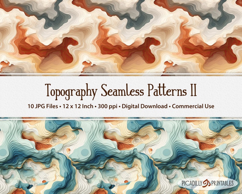 Topography II Map Style Seamless Pattern Backgrounds for Wallpapers ...