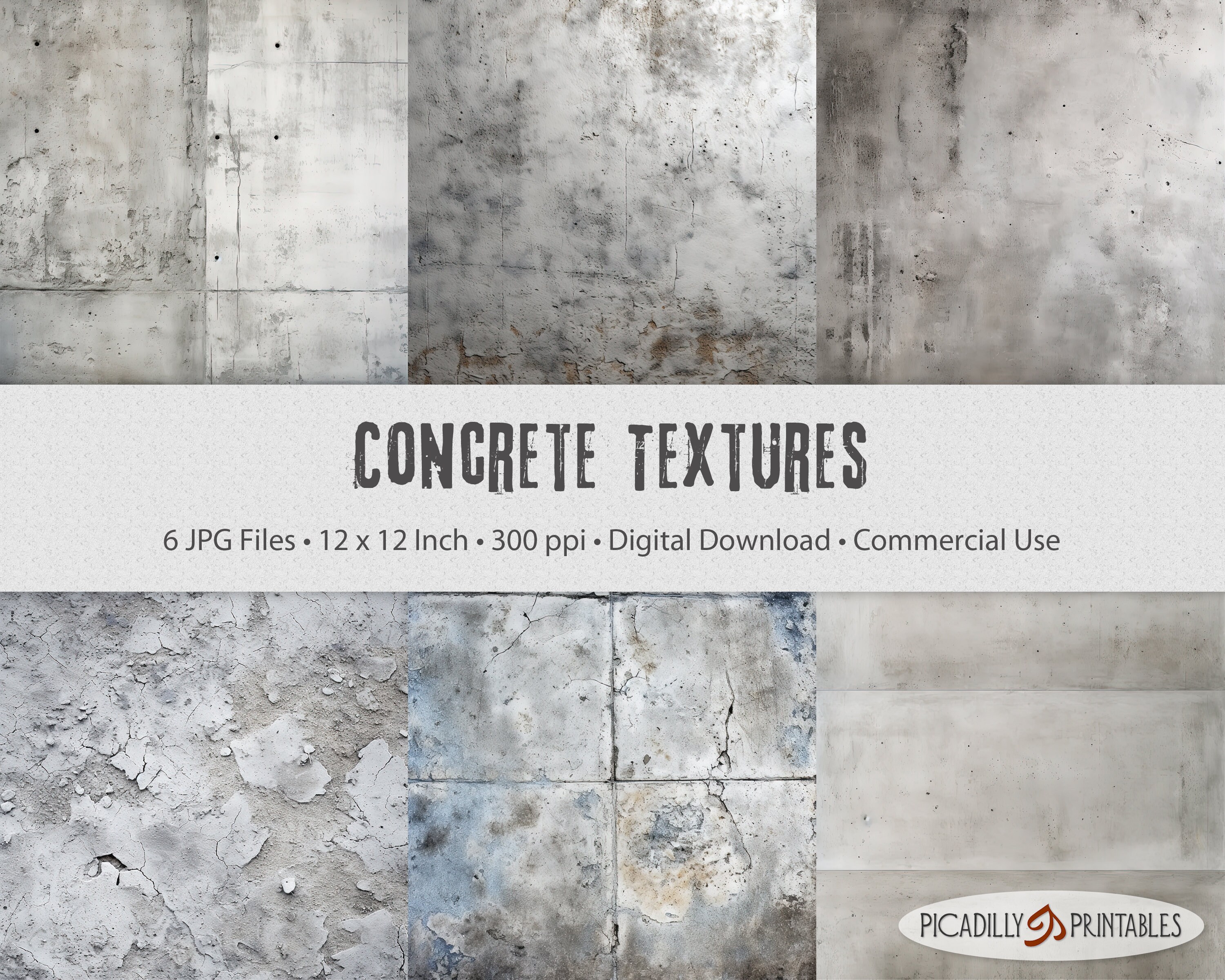 Concrete Surface Textures Digital Papers - 12" X 12" Background Images ...