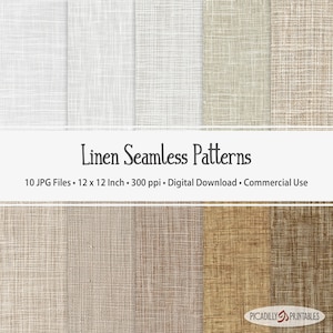 Neutral Leinen Stoff Muster für Tapeten, Textilien, Geschenkpapier - 10 JPG Bilder - 300 PPI - 12x12 "- Kommerzielle Nutzung