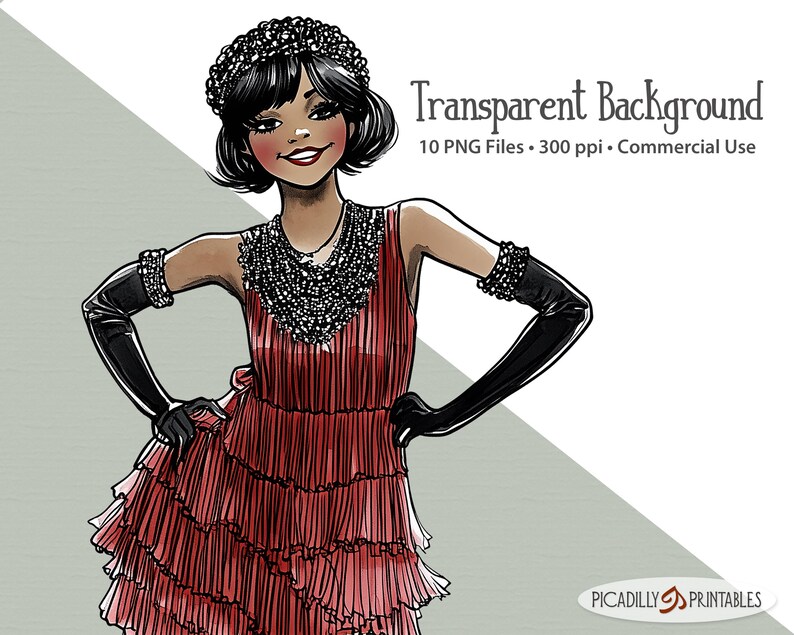 Flapper Girls Clip Art - 10 PNG Files With Transparent Backgrounds ...