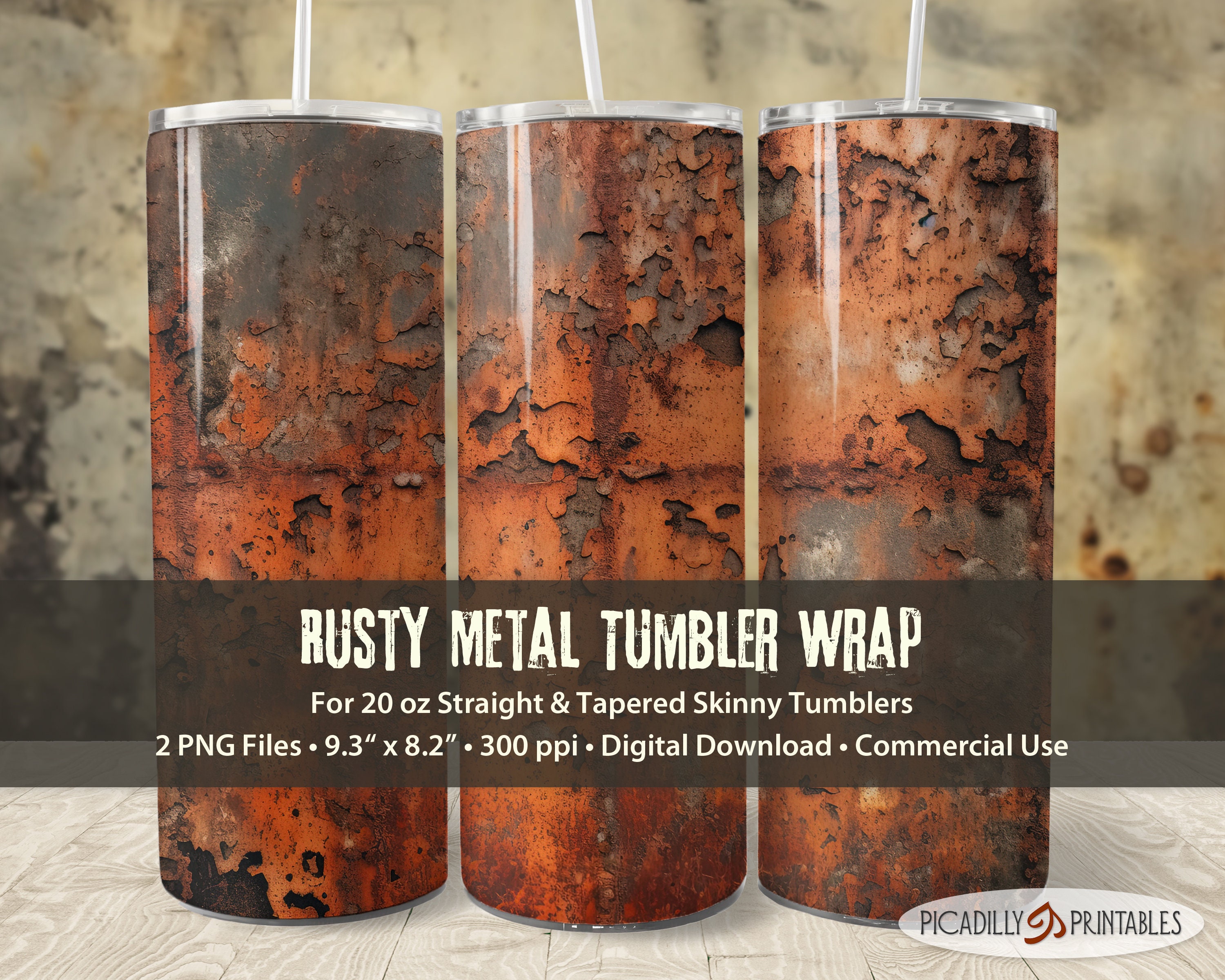 Men Tumbler Design, Rust and Peeling Paint Texture Cup Wrap