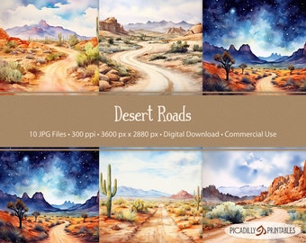 Desert Roads - 10 aquarel achtergrondafbeeldingen Southwest Dirt Road - 5:4 AR - digitale download