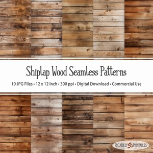 Patrones de traslape sin costuras - Madera oscura y natural desgastada y desgastada - 10 imágenes JPG - 300 ppp - 30x30 cm - Uso comercial