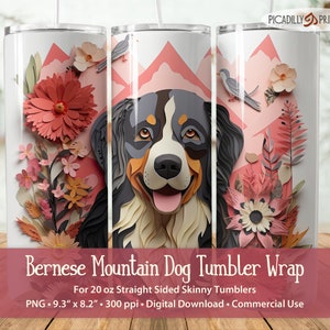 Berner Sennenhund 20 Unzen Tumbler Wrap Gerade Seitige Skinny Vorlage Sublimation Papierschnitt Handwerk Bild - PNG Datei 300 PPI - Kommerzielle Nutzung