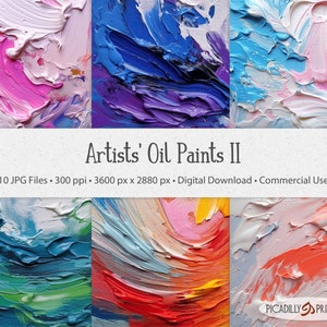 Artists&#39; Oil Paint 2 - Colorful Backgrounds For Scrapbooking, Journals, Collages - 10 JPG Images - 300 PPI - 5:4 AR - Commercial Use