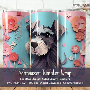Schnauzer 20oz Tumbler Wrap Straight Sided Skinny Template Sublimation Papercut Craft Dog Image - PNG File 300 PPI - Commercial Use
