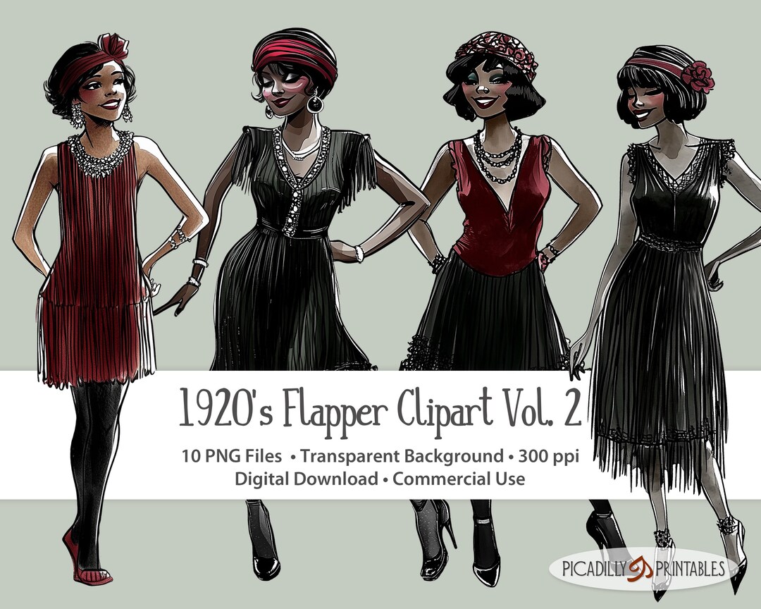 Flapper Girls Clip Art - 10 PNG Files With Transparent Backgrounds ...