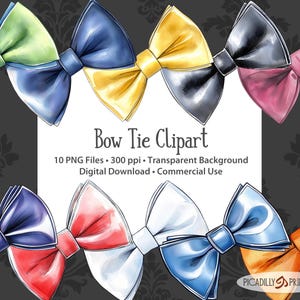 Clip Art Papillon - 10 file PNG con sfondi trasparenti - 300 PPI - Accessori moda papillon Preppy Solid Clipart - Uso commerciale