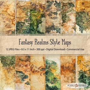 Fantasy Realms Maps Digital Journal Papiere - 12 JPEG Bilder 300 PPI - 8,5 x 11 ""US Letter Size - Kommerzielle Nutzung."