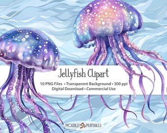 Jellyfish Clip Art - 10 PNG Files With Transparent Backgrounds - Sea Life Ocean Clipart