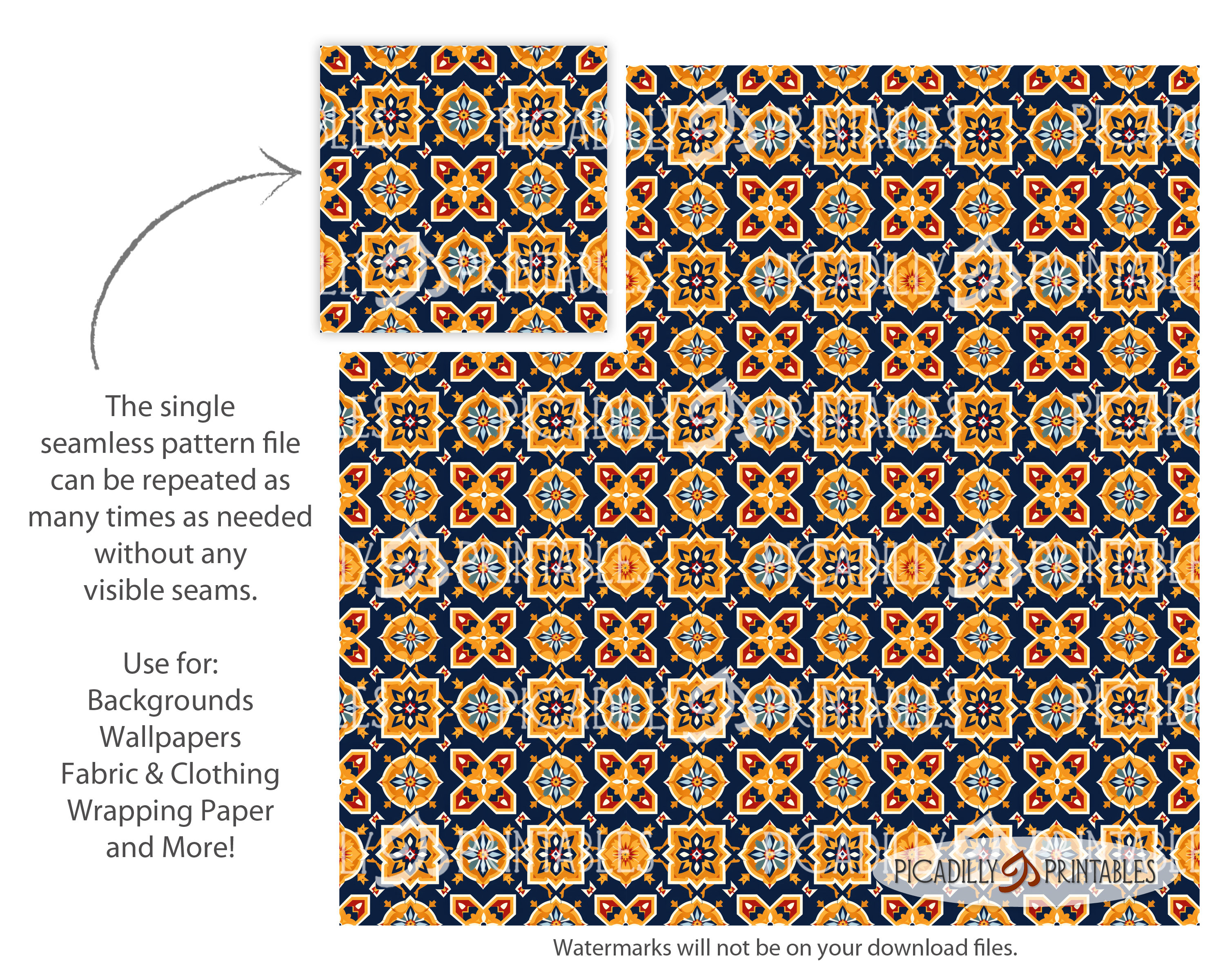 Spanish Tile Seamless Patterns for Wallpapers, Textiles, Wrapping Paper ...