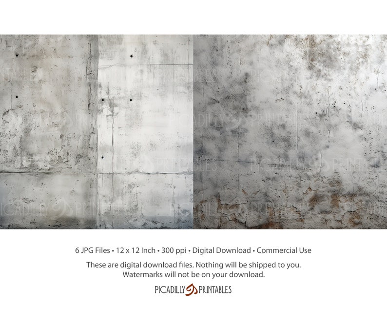 Concrete Surface Textures Digital Papers - 12" X 12" Background Images ...
