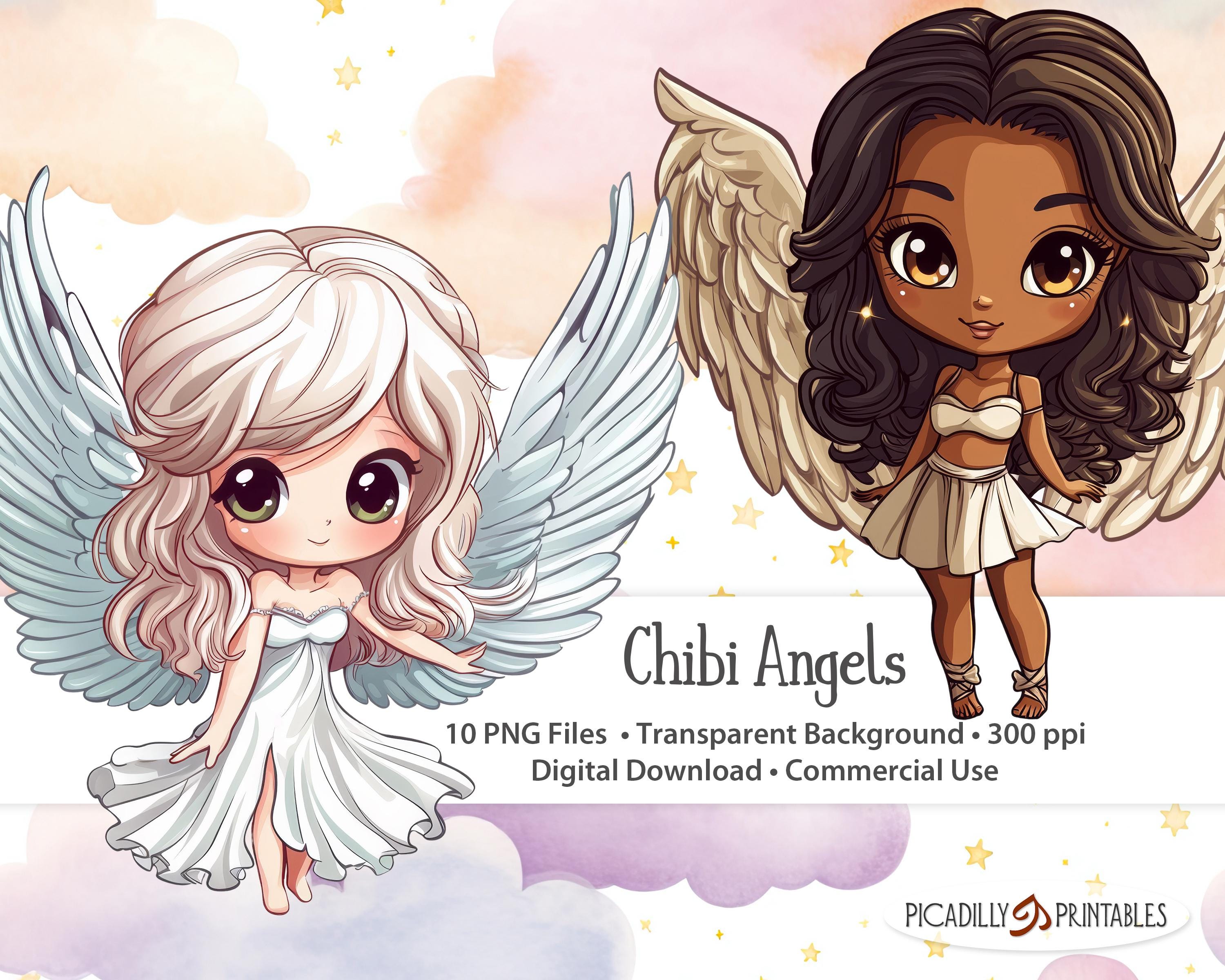 Chibi Angels Clip Art - 10 PNG Files With Transparent Backgrounds - 300 ...