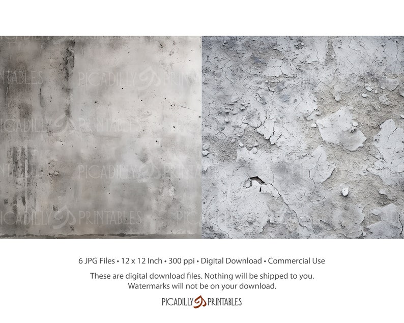 Concrete Surface Textures Digital Papers - 12" X 12" Background Images ...