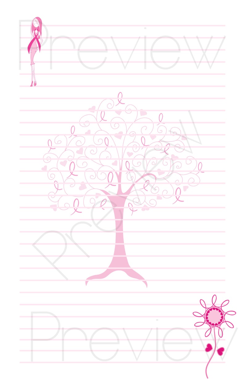 Cute Stationery Set for Pen Pals Custom Available Snail Mail Writing Awareness Dress Ribbon for Breast Cancer Awareness Letter Set