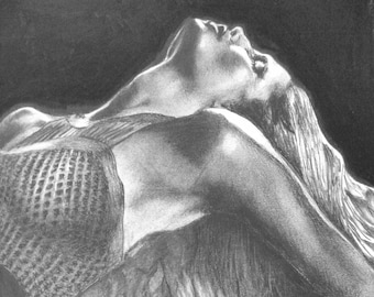 Fallen Angel-Print of original Charcoal Drawing