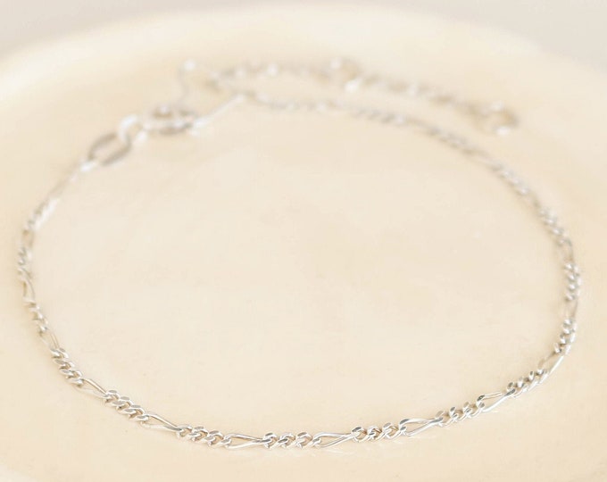 Figaro chain bracelet Layering Bracelet Silver link chain bracelet Basic Chain Bracelet Thin Chain Bracelet Stacking bracelets