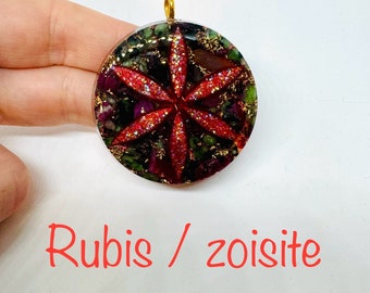 Rubis sur Zoiste symbole graine de vie   effet diamant lustré   -ouvre et remplit votre cœur d’amour et  le plaisir du moment présent .