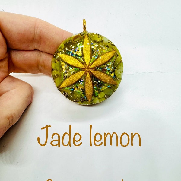 Jade Lemon - Symbole graine de vie  effet diamant lustré - pierre joyeuse qui équilibre les sauts d’humeur