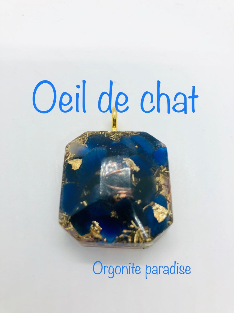 Oeil de chat bleu pierre de chance Orgonite Etsy