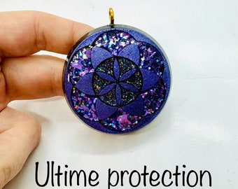 Ultime protection - 6 puissantes pierres de protection  - symbole graine de vie  effet diamant lustré - puissante orgonite de protection