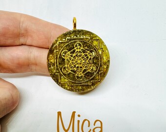 Mica - metatron symbol 4cm glossy diamond effect - beneficial for blood sugar control