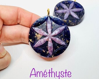 amethyst (high quality) - symbol seed of life - stone of harmony