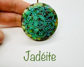 Jadeite - Symbol on mani padme hum lustrous diamond effect - stone of prosperity and long life