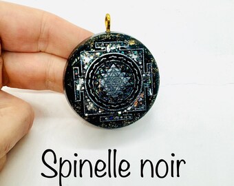 Spinelle noir -rare et puissant  symbole sri yantra- soulage le fardeau des pensées négatives grande protection contre magie noir et entité